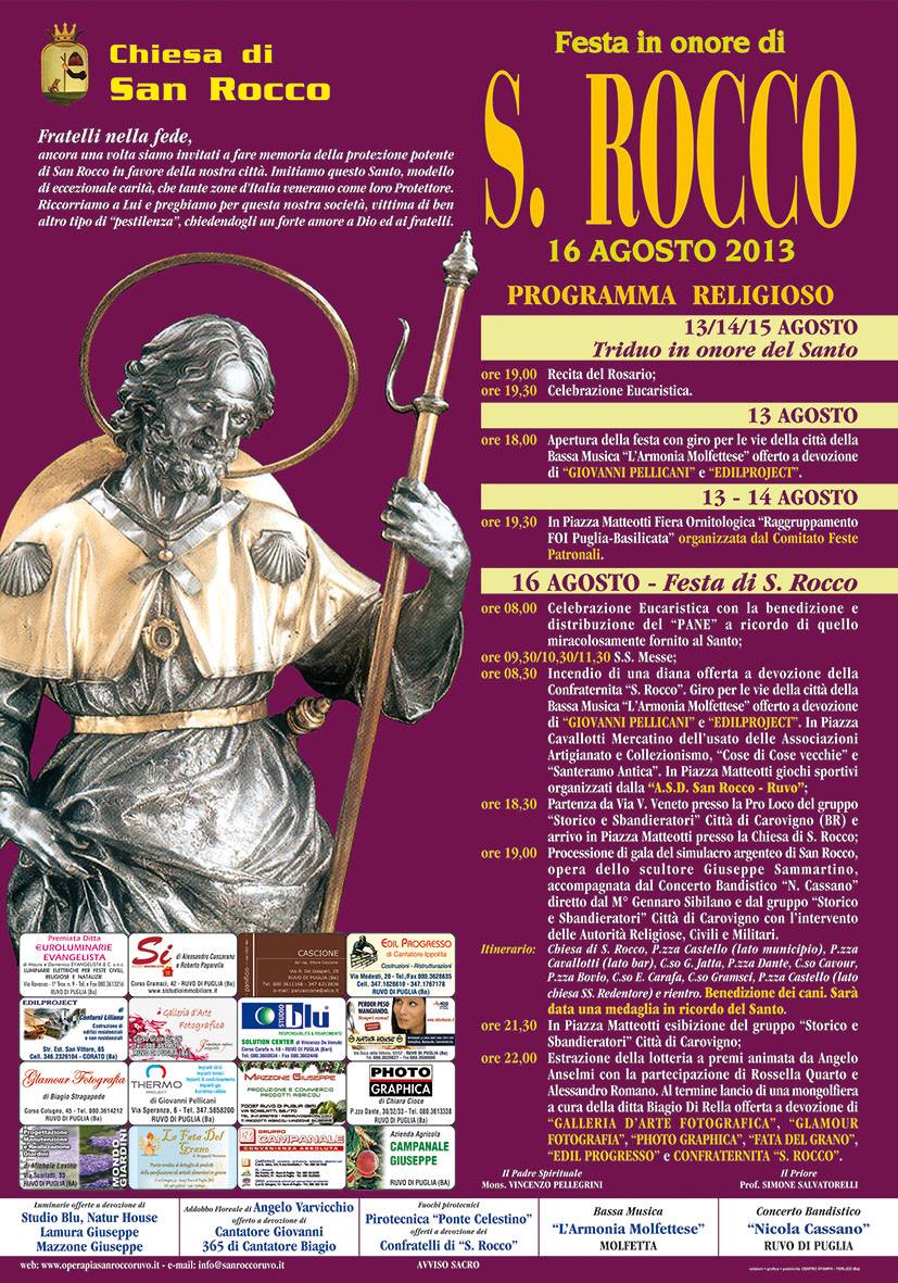 16 Agosto festa in onore di San Rocco Confraternita Opera Pia San